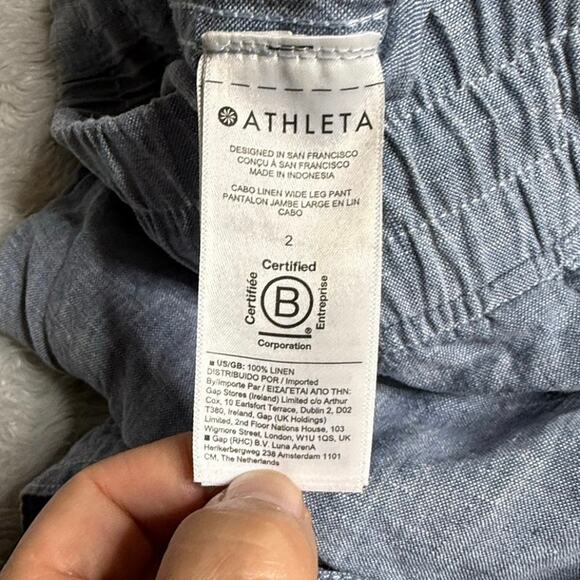 Athleta Pants Women's 2 Light Blue 100% Linen - Picture 5 of 6